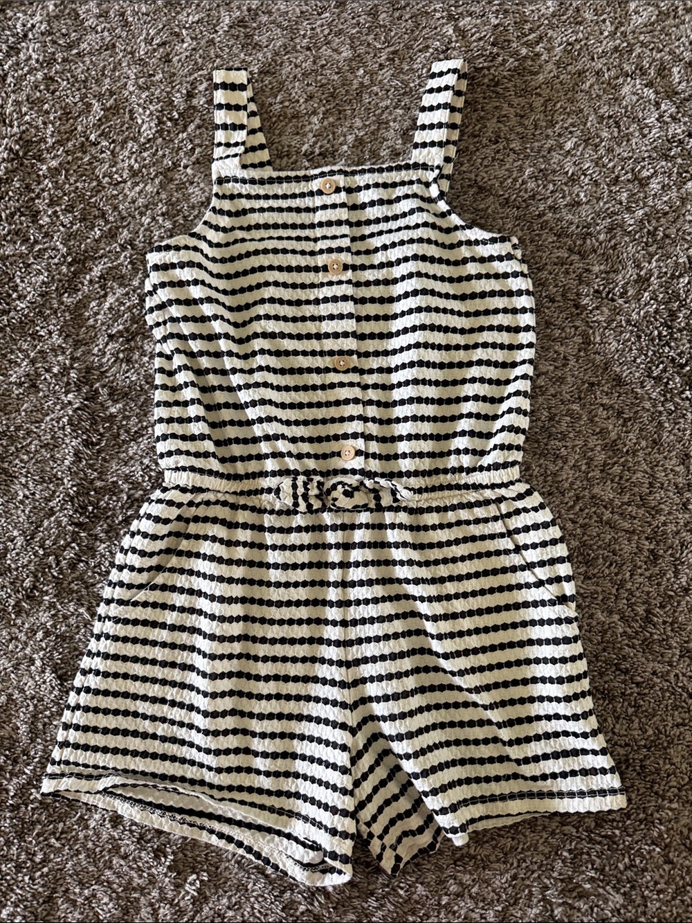 Cat & Jack - Black Cream Striped Romper